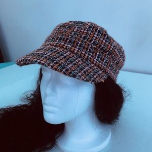 Brown and pink baker boy hat